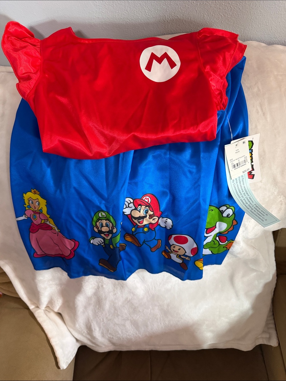 Super Mario Girls' Red & Blue Superhero Costume